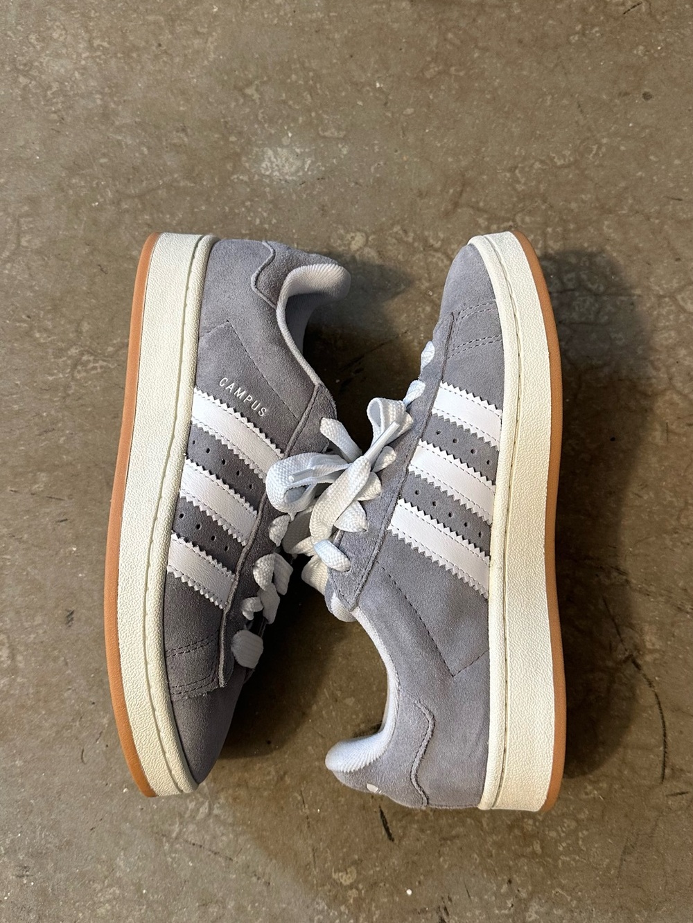 Adidas Campus 00s Suede Sneakers in Gray, White and Gum - Women’s 6